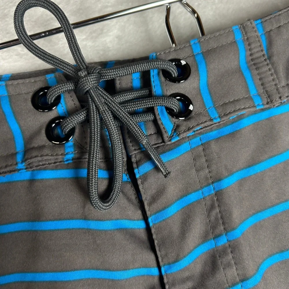 The North Face Mens Swim Trunks Board Shorts Striped Blue Gray‎ Size 34